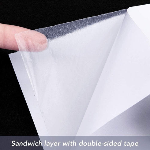 BENECREAT 18PCS A4 Size White Double Sided Tape Sheets 8.3x11.5 Strong Adhesive Tap Sheet (0.1mm) for Christmas Craft, Festival Decoration, Tumble...