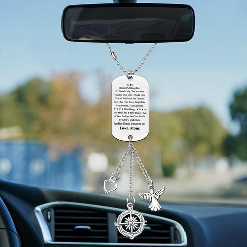 Daughter Gifts from Mom Car Hanging Ornament from Mother Inspirational Gift for Daughter in Law Graduation Gift for Stepdaughter Car Rear View Mir...