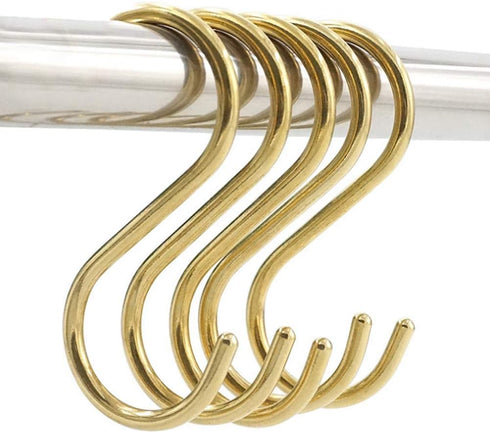 10 Pieces Multipurpose Brass S Shaped Hooks Coat Clothes Storage Hangers Kitchen Pot Pan Racks...
