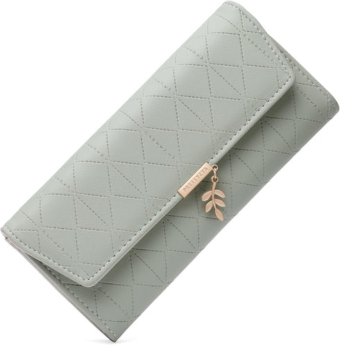 Women Leather Wallet RFID Blocking Credit Card Holder for Women Ladies Wallets Clutch Zipper Coin Pocket,Mint Green...