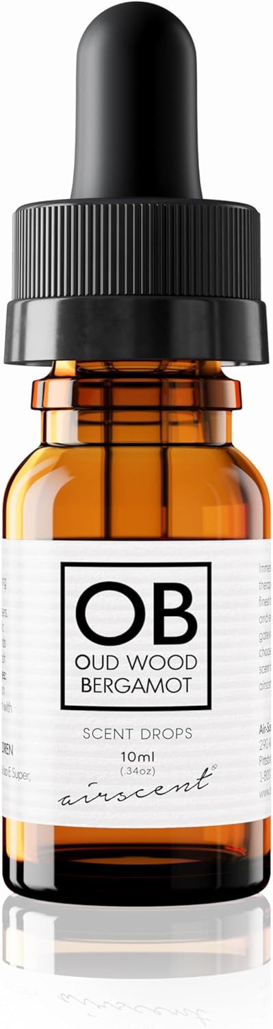 Oud Wood Bergamot Diffuser Oil - AirScent Aroma and Essential Oil Blend - 10 mL, 34 fl oz Fragrance Oil Bottle for Aromatherapy Di?users and Humid...