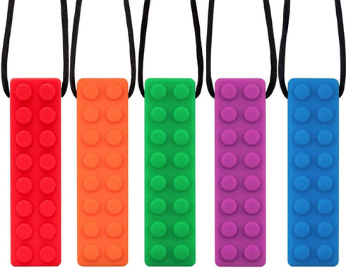 Chew Necklace, Sensory Chew Necklace Bundle for Kids with Teething, ADHD, Autism, Biting Needs, Oral Motor Chewy Teether, Silicone Necklace Made f...