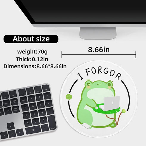 Funny Work Frog Small Mouse Pad, Cute Aesthetic Anime Mousepad with Non-Slip Rubber Base, Round Mouse Pads for Desk Accessories Laptop Gaming Offi...