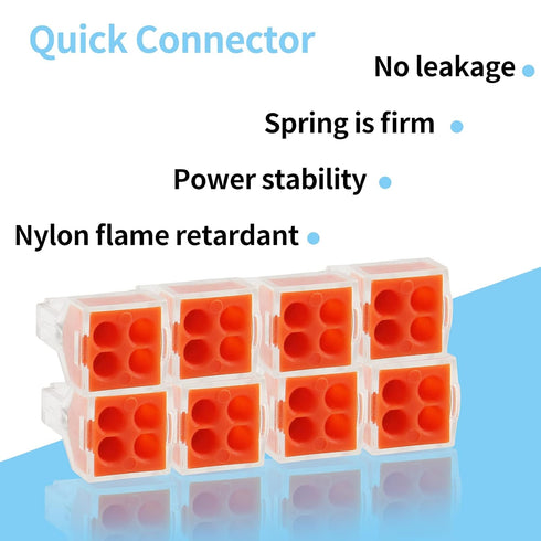 20pcs Push-in Wire Connecters 4 Port, Wire Quick Connection Terminal, 18-12 AWG / 0.75-2.5mm²...