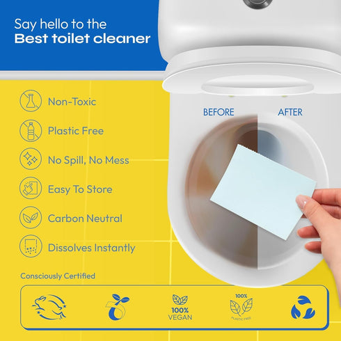 FOMIN Non-Toxic Toilet Bowl Cleaner Strips - (135 Strips) - Plastic-Free, Septic Safe Toilet Cleaning Strips, Remove Stains & Odors - The Ultimate...