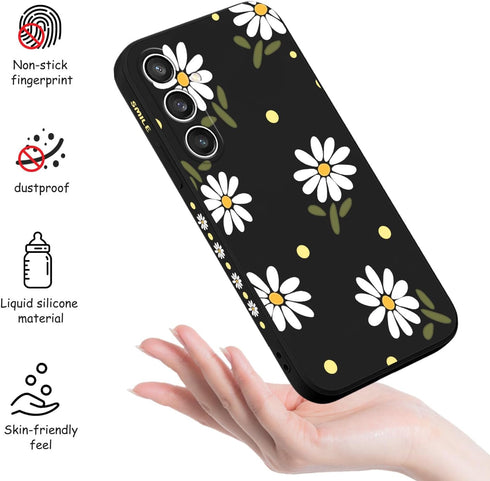 for Galaxy S23 FE Case, Chrysanthemum Creative Side Print Design for Samsung S23 FE 5G Case Soft Silicone Rugged Protective Bumper S23 FE Phone Ca...