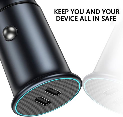 USB C Car Charger, 40W PD Dual Ports Fast Charging Car Adapter, Type C Compact Car Charger Compatible with iPhone 14 13 12 11 Pro Max, iPad Pro, S...