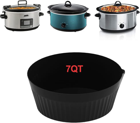 Slow Cooker Divider Silicone Liners, 7 Qt & Slow Cookers Compatible, Cook Two Dishes At Once - Easy Cleanup Dishwasher, Bpa Free 7 Quart Liners Bl...
