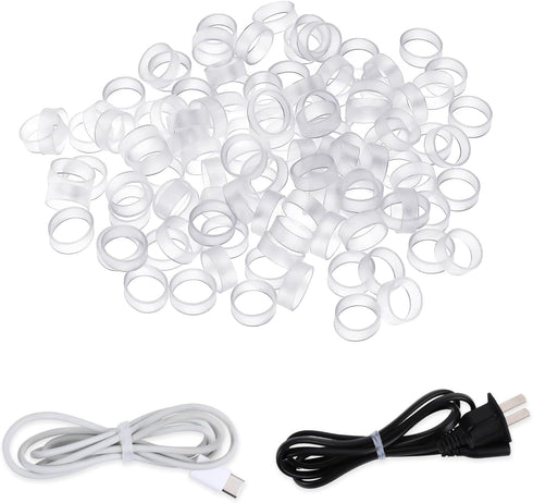 200 Pieces 0.5 Inch Small Elastic Silicone Rubber Bands Clear Strong Rubberbands Heavy Round Siliconebands for Wire Cord Cable Wrapping, Bundle...