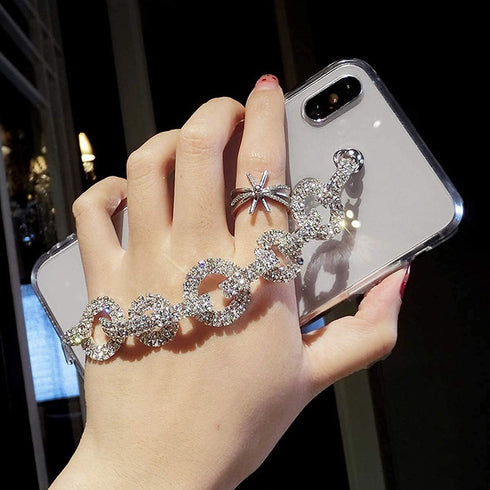 Compatible with Samsung Galaxy S22 5G Case Bling Glitter Bracelet Chain Hand Strap for Women Girls,Yewos Clear Silicone TPU Shockproof Slim Fashio...