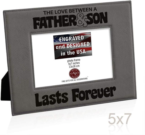 KATE POSH The Love Between a Father & Son is Forever Engraved Leather Picture Frame, Father of The Groom, Best Dad Ever, First Father's Day, Daddy...