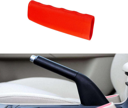 1 Pack Handbrake Protective Cover,4.8" x 1.65" x 1.41" Silicone Wavy Handle Cover for Car, Automotive Interior Accessory, Fits Most Cars (Red)...
