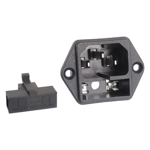 AC 250V 10A 2 in 1 Mount Inlet Module Plug Socket Power Entry Connector Male Blades with 10A Fuse and 18 AWG Extension Cable...