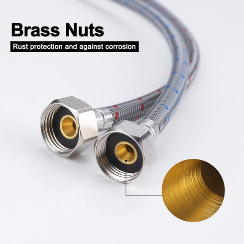 Water Supply Lines, ARCORA 48” Inch Sink Hose Attachment for Faucet Braided Nylon Faucet Supply Lines 3/8“ Comp to 1/2” Comp (1 Pair)...