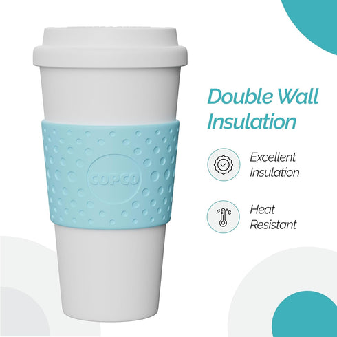 Copco Acadia 16 oz Travel Mug - Insulated Reusable Coffee Tumbler with Double-Walled Plastic, Leak-Proof Lid, BPA-Free - Portable Mug for Hot & Co...