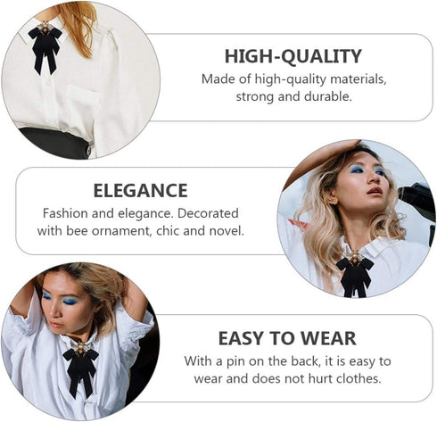VALICLUD Black Tie Ribbon Bow Brooch Bow Brooch Bow Brouche Bow Tie Brooches for Women Girls Christmas Valentines Day New Year Broach Costume Jewe...
