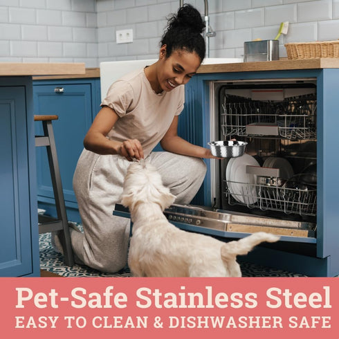 2pcs Stainless Steel Dog Bowls, Hammered Thickened Metal Dog Bowl Feeding or Water Bowls for Small/Medium/Large Sized Dogs & Cats Stackable Metal ...