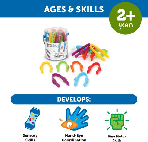 Learning Resources Easy-Grip Tweezers, Preschool Learning Activities, Educational Toys for Ages 2+, Teacher Supplies for Classroom, Fine Motor Ski...