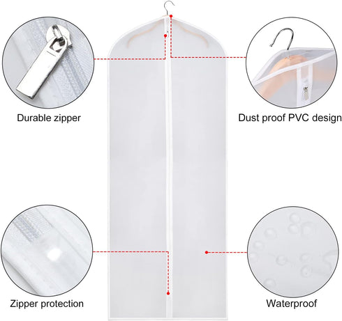 Zilink Garment Bags for Long Dresses 60-inch Translucent Suit Bag with Full-Length Zipper (Set of 6) for Dance Costumes Gown Dress Clothes Storage...