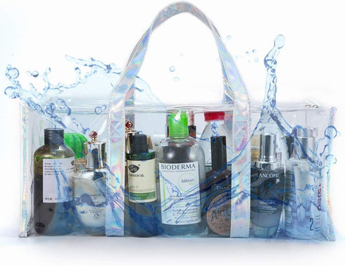 Clear Tote Bag Transparent Bag Stadium Approved Travel Gym See Through Toiletry Bag for Women...