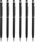 MECCANIXITY 6pcs Metal Stylus Pen Ballpoint Pen 2 in 1 Universal Retractable Ink Pen with Stylus Tips for All Capacitive Touch Screen Device, Blac...