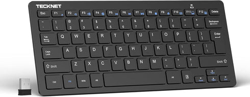 TECKNET 2.4G Wireless Keyboard, Small Wireless Keyboard with Media Hotkeys, Ultra Slim Compact Wireless Keyboard, 12-Month Battery Life, Compatibl...