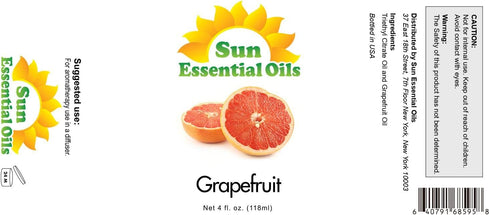 Sun Essential Oils 4oz - Grapefruit Essential Oil - 4 Fluid Ounces - Grapefruit Essential Oil for Candle Making - Grapefruit Oil - Aromatherapy Oi...