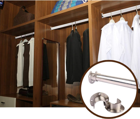 TIHOOD 6PCS Heavy Duty Stainless Steel Closet Rod End Supports Closet Pole Sockets Flange Rod Holder with Screws, 1.25 Inches/32mm Diameter, Silve...