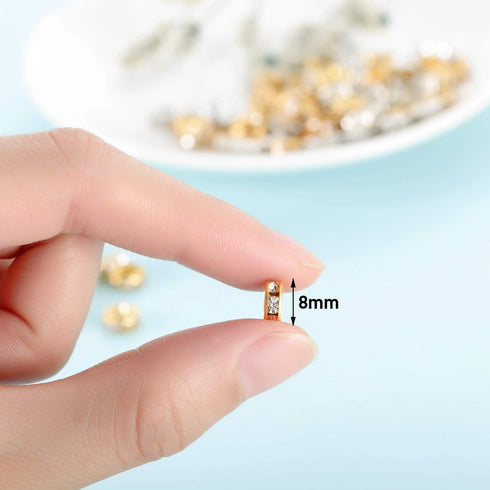 Bememo 200 Pieces 8mm Rondelle Beads Crystal Spacer Beads Loose Beads for Jewelry Bracelets Making (Golden and Silvery)...