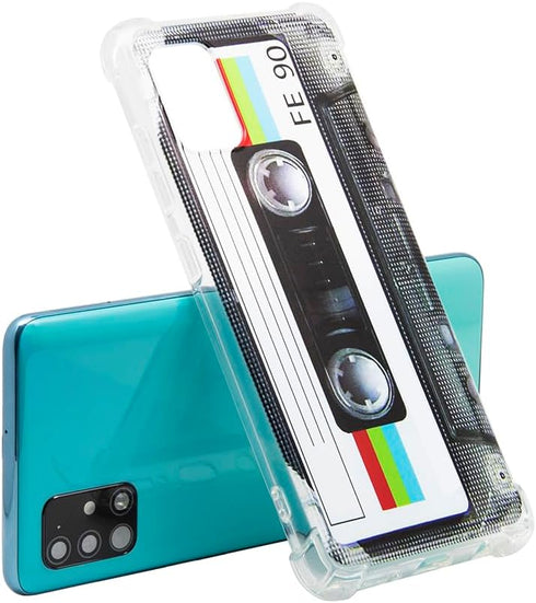 Compatible with Samsung Galaxy A51 Cool Tape Case,Slim Dual Retro Cassette Music Shockproof Bumper Protective Soft Phone Cases Cover for Samsung G...