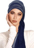 Woeoe Chiffon Muslim Hijab Navy Blue Rhinestone Long Scarf Lightweight Breathable Head Wrap Scarf Shawl for Women and Girls...
