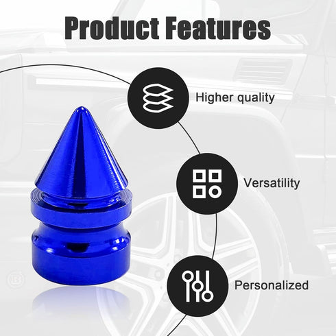 4 PCS Car Tire Valve Caps, Spiked Aluminum Alloy Tire Trim Accessories, Dustproof Tire Wheel Stem Covers, Universal Air Stem Cap for Auto, Trucks,...