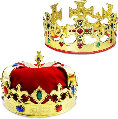 Funny Party Hats Adjustable King Crowns – Royal King Crown – Bejeweled Gold Crowns – 2 Pack...