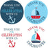 1.9 Inch Thank You Stickers Baby Shower Favor Nautical Boy 60 Labels Navy Blue Red...