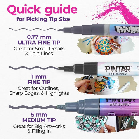 PINTAR | 16 PACK | Pastel Acrylic Paint Markers Extra Fine Tip | Rock Painting, Wood, Glass, Leather, Shoes | Paint Pens Set | Pack of 16, 0.7 mm...