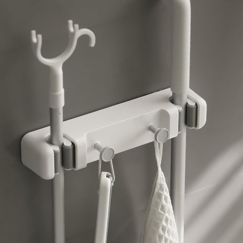 Broom Holder, Broom Hanger Mop Holder Storage Rack Organizer Wall Hanging Wall Mount with Utility Hooks for Home, Bathroom, Garden, Kitchen, Garag...