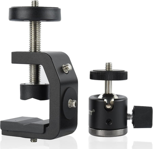 UTEBIT C-Clamp with Mini Ball Head?Desk Clamps Set Aluminum with 1/4 Thread Hole, C-Clamp Mount 360 Degree Rotation Tripod Head with 1/4" hot Shoe...