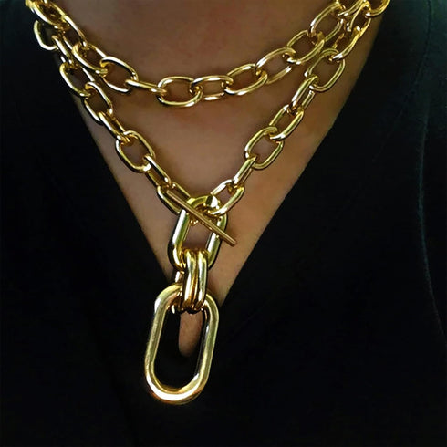 Chunky Gold Necklace Statement Necklaces for Women Layered Charm Necklace Dainty Gold Necklace Stack...