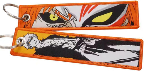 Ichigo Kurosaki Keychain Anime Ichigo Cosplay Keychain Embroidered Fabric Accessories For Backpack...