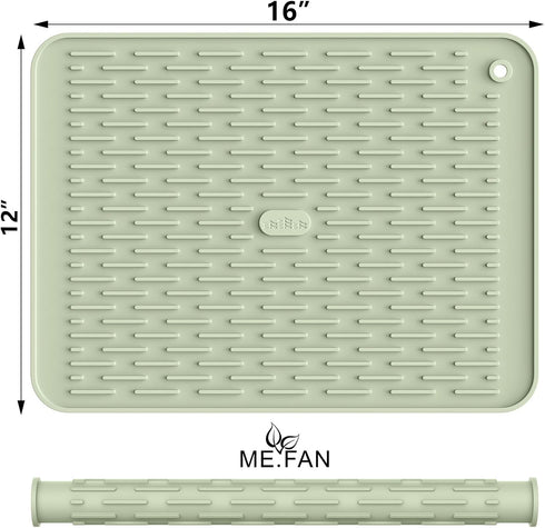 ME.FAN Silicone Dish Drying Mat for Kitchen Counter, Dish Drying Pad for Sink, Refrigerator or Drawer, Countertop Protection Pad M - 16''×12'' - D...