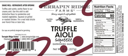 Terrapin Ridge Farms Gourmet Truffle Hot Sauce and Truffle Aioli Garnishing Sauce Set (2 Squeeze Bottles)...