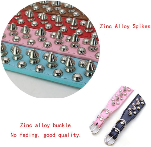 Spike Dog Collar and Leash Set, Studded Mushrooms Faux Pu Leather Durable Soft Metal Rivet Safe Spiked Cat Collars Adjustable for Small Medium Lar...