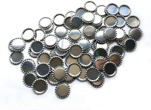 RUTICH 100 PCS Flat Decorative Bottle CaP Craft Bottle Stickers Double Sideds Printed for Hair Bows, DIY Pendants or Craft ScraPbooks Silver...