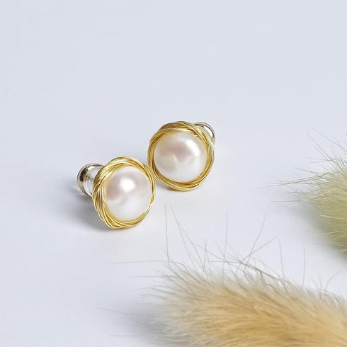 18K Gold Plated Freshwater Cultured Pearl Stud Earrings | Real Pearl Earrings for Girl&Women- AKOCIDY 10mm…...
