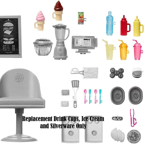 Barbie Replacement Parts for Fresh 'n Fun Food Truck Doll Playset - GMW07 ~ Replacement Drink Cups, Ice Cream and Silverware...