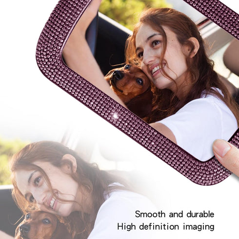 Car Sun Visor Mirror, Bling Reinestone Crystal Visor Makeup Vanity Cosmetic Mirror Clip for Women Girls, Automotive Mirror Light Sun Shading Unive...