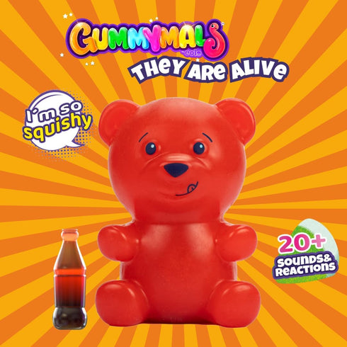 Eolo Toys - Gummymals Red. Interactive Super Squishy Gummy Bear Style pet with Over 20 Sounds and Reactions for Children Aged 4 and Up...