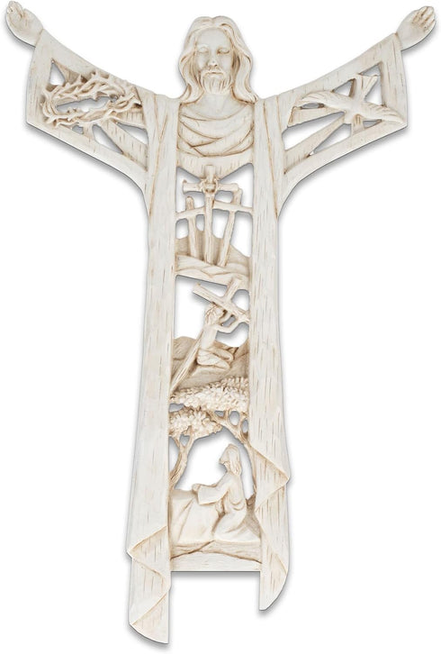Dicksons The Risen Christ Calvary Story 11 Inch Woodgrain Resin Stone Wall Cross...