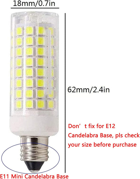 Lxcom Lighting Dimmable E11 LED Corn Bulb 10W Mini Ceramic Candelabra Bulbs (6 Pack)- 102 LEDs 2835 SMD 100W Equivalent Daylight White 6500K T3/T4...