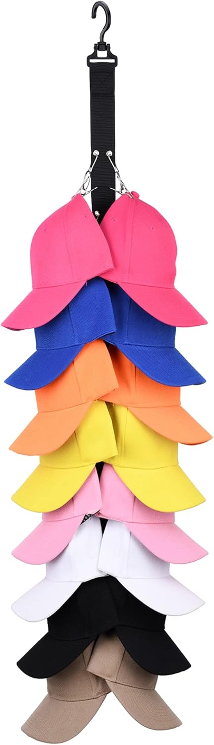Closet Hanging Cap Organizer, 16 Baseball Cap Rack, Closet Hook Cap Holder Hat Storage Organizer - Keep Hats Cleaner Than a Hat Rack (1 Pack)...